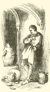 Bernard Palissy, vasaio ugonotto, con vaso rotto da English School